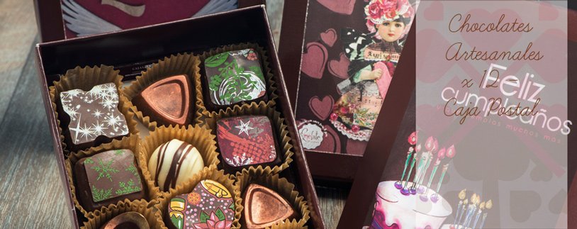 chocolates artesanales caja postal
